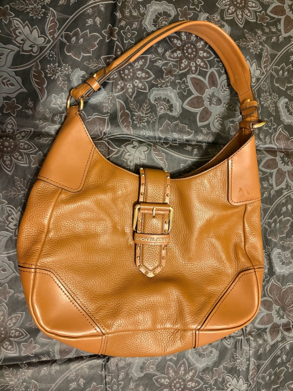Michael Kors Cognac Leather Shoulder Bag with Buckle